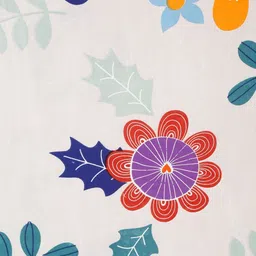 HOSTA HOMES White & Orange Floral 300 TC Single Bedsheet with 1 Pillow Covers image 2