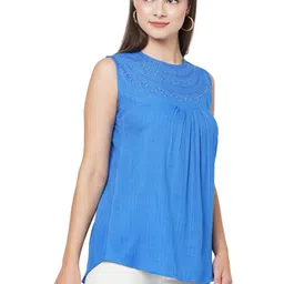 G0-4 IT Women Embroidered Round Neck Sleeveless Regular Top image 3