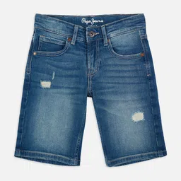 Pepe Jeans Boys Mid-Rise Distressed Slim Fit Shorts-picture-46
