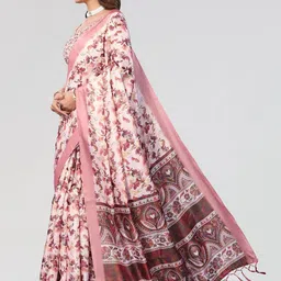 KALINI Floral Printed Saree With Blouse Piece image 5