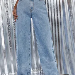 ROBECULT COLLECTION Women Straight Fit High-Rise Light Fade Acid Wash Stretchable Jeans-picture-28