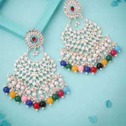 Anouk Gold-Plated Artificial Stones And Beads Beaded Contemporary Shaped Drop Earrings-picture-29