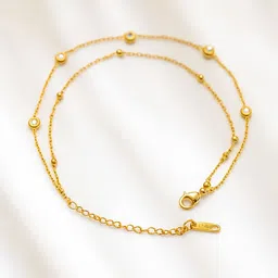 Rubans Stainless Steel 18K Gold-Plated Zircon Studded Layered Anklet image 2