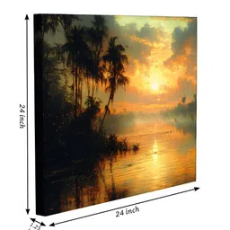 Aura Orange & Black Nature Printed Canvas Wall Art image 3