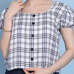 HERE&NOW Checked Puff Sleeve Top image 2