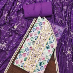 KIMISHA Women Geometric Printed Beads and Stones Unstitched Dress Material-picture-29