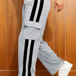 JUMPCUTS Men Mid Rise Side Pockets Cargos Track Pants-image-57