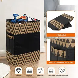 prettykrafts Beige & Black Foldable Large Laundry Bag image 3