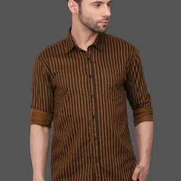 7TH LEGION Men Smart Fit Vertical Striped Spread Collar Cotton Casual Shirt-picture-16