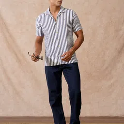 WROGN Comfort Slim Fit Vertical Striped Pure Cotton Casual Shirt-picture-19