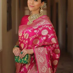 VASTRAAVEDAA Woven Design Zari Art Silk Banarasi Saree image 3