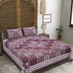 CLOTHOLOGY Red & White Floral 180 TC Pure Cotton King Bedsheet Set 2.75 m x 2.25 m-image-11