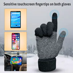 loom legacy Solid, Self Design, Woven Winter Men Gloves image 4