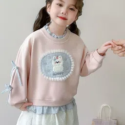 LULU & SKY Girls Graphic Embroidered Round Neck Pullover Sweatshirt image 2