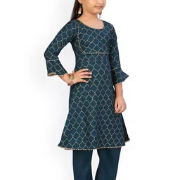BAESD Girls Printed Regular Gotta Patti Pure Cotton Kurta with Palazzos image 3
