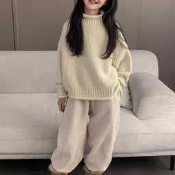 INCLUD Girls Self-Design Turtle Neck Long Sleeves Acrylic Pullover-image-48