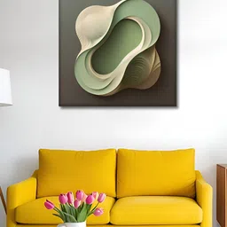 OLIVE TREE Green & Beige Abstract Canvas Wall Art image 3