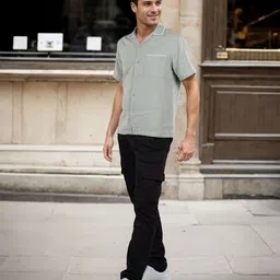 Celio Men Classic Cuban Collar Solid Cotton Casual Shirt-picture-16