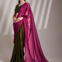 modeva Colourblocked Pure Chiffon Ready to Wear Saree image 5