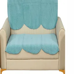 Fashion Throw Turquoise Blue Velvet 2 Piece Sofa Cover-image-1