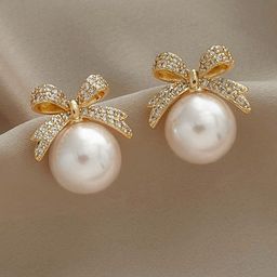 Krelin Gold-Plated Classic Pearl Bow  Studs-picture-5