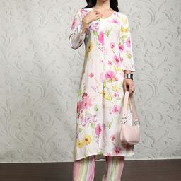 Vishudh Women Floral Printed Regular Kurta with Trousers-picture-10