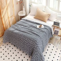 JC HOME Grey & White Geometric Cotton AC Room 300 GSM Double Bed Quilt-picture-11