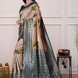 Aamish fashion Ethnic Motifs Zari Art Silk Handloom Banarasi Saree image 4
