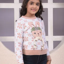 Crimsoune Club Girls Self Design Crop Pullover Sweater image 2