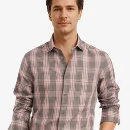 RARE RABBIT Men Comfort Spread Collar Tartan Checked Cotton Oversized Casual Shirt-picture-26