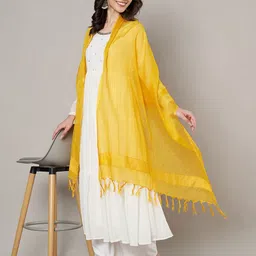 MUFFLY Striped Cotton Doriya Dupatta image 2