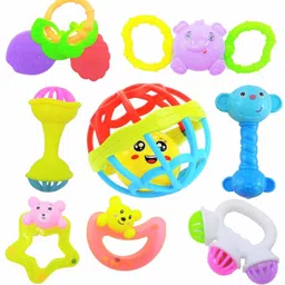 littlewish Rattles and Teether for Babies, Pack of 8 Pcs - Colourful Lovely Attractive Rattles and Teether for Babies, Toddlers & Children,Plastic,Multi color Rattle-picture-23