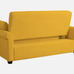 febonic Fornia Fabric 3 Seater Pull Out Sofa Cum Bed In Bold Yellow Colour image 5