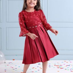 Mark and Mia  Girls Embroidered Accordion Pleats A-Line Dress Comes with a belt-image-36