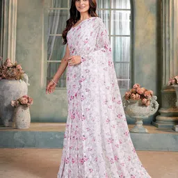 Garden Vareli Floral Printed Brasso Saree image 5