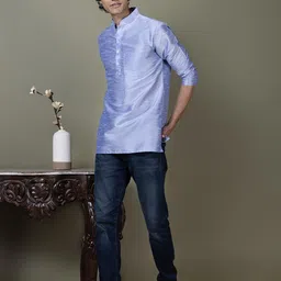 PulseIQ Men Dupion Silk Straight Kurtas image 2