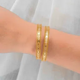 Zeraki Jewels Set Of 2 Textured Gold-Plated Bangles image 3
