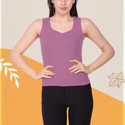 SSTAIR Women Ribbed V-Neck Tank Top-image-85