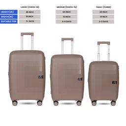 Polo Class Set Of 3 Textured Hard Sided Large Medium Cabin Trolley Bags image 4