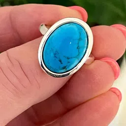 elitemart Unisex Brass Turquoise Finger Ring-picture-30