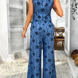 StyleCast Printed V-Neck Vest Top With Palazzos Co-Ords image 2