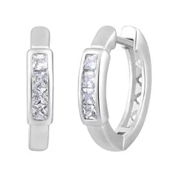 Jazz and Sizzle Silver-Plated Crystals Studded Circular Shaped Hoop Earrings image 3