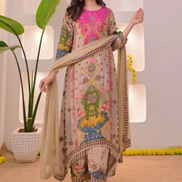 BAESD Women Floral Printed Regular Sequinned Kurta with Patiala & With Dupatta-picture-28