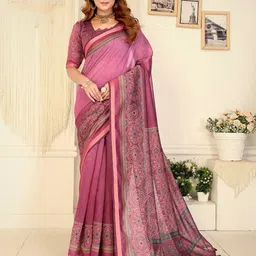 MORDEN MUSE Ethnic Motifs Printed Saree With Unstitched Blouse Piece image 5