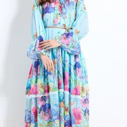 JC Collection Women Floral Printed Flared Sleeve Maxi Dress image 4