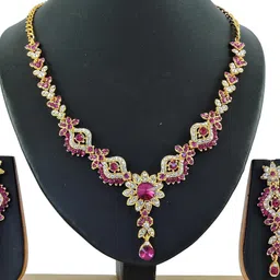 VATSALYA CREATION set of 3 pink Elegant jewellery set-picture-37