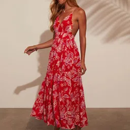 Stylecast X Kotty Women Floral Printed Crepe Fit & Flare Midi Dress image 4