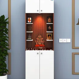 ANIKAA Brown & White 4 Doors Wooden Home Temple-picture-34