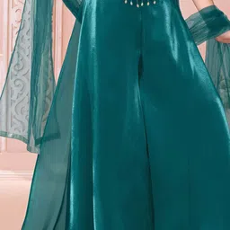 Lagorii Girls Ethnic Motifs Embroidered Regular Thread Work Kurta with Palazzos & With Dupatta image 2