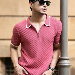 Powerlook SS25 Diagonal Knit Polo Collar Pure Cotton T-Shirt-picture-54